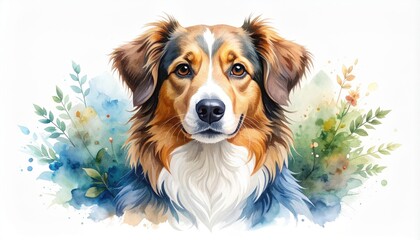 Fototapeta premium Watercolor Portrait Of A Friendly Dog