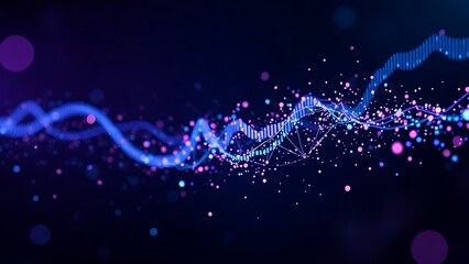 Abstract glowing particles in a dark space, representing futuristic data and technology concepts.