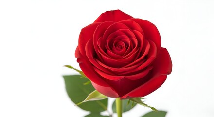 Close up of a simple red rose, clean and white background