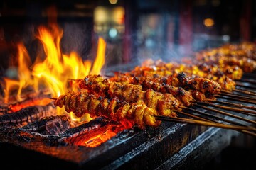 Grilled chicken skewers over hot coals (3)