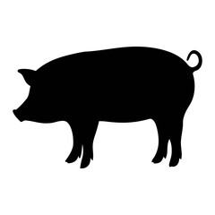 Find black pig silhouette vector image for graphic design projects and illustrations, pig art design
