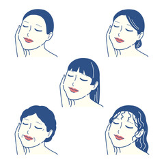 手書き_女性_上半身_セット