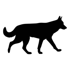 Walking dog silhouette vector illustration for pet lovers and animal graphic design projects black art