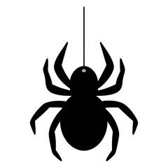 Hanging spider halloween decoration silhouette vector illustration spooky arachnid party decor clip art