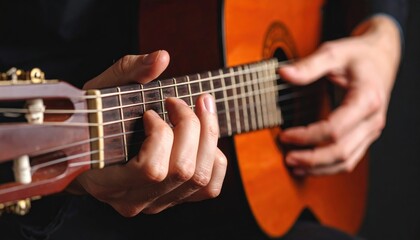 Fototapeta premium Closeup Of Hands Playing Acoustic Guitar