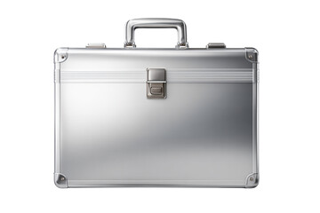 Professional Silver Business Briefcase with Handle and Clean Finish  Straight On Perspective Transparent Background