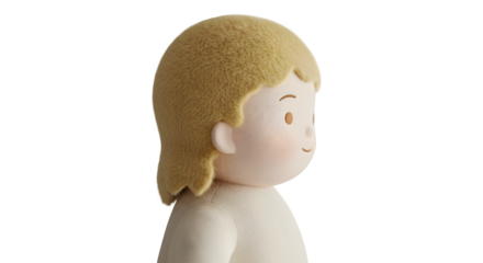 3D toy rendered with fur and cloth textures. Perfect for use in educational material, animated scenes, or advertising for children's products.