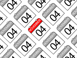 November 4, daily calendar with transparent background.