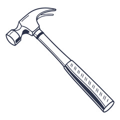 Classic claw hammer tool with a sturdy handle and metal head isolated on white background