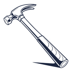 Classic claw hammer tool with a strong shadow isolated on a white background
