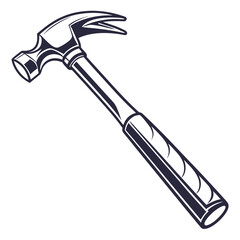 Classic claw hammer with a sturdy handle and metal head on a white background