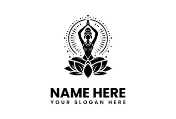 Serene Yoga Woman Silhouette with Lotus and Mandala.