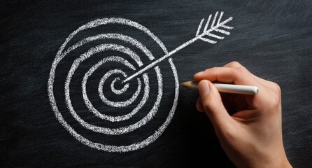 Chalk drawing of target and arrow