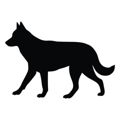 Silhouette of a german shepherd dog walking vector illustration pet animal canine breed black shape