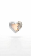 A romantic, 3D heart-shaped shell with a sweet pearl, isolated on a white background, symbolizing love and passion for Valentine's Day
