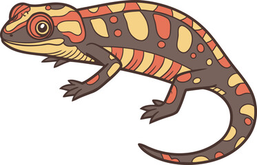 Lifelike Salamander on Natural Background Illustration. Vibrant Realistic Salamander in Forest Habitat Artwork. Detailed Amphibian Salamander Illustration for Nature Projects. Colorful Salamander Wild