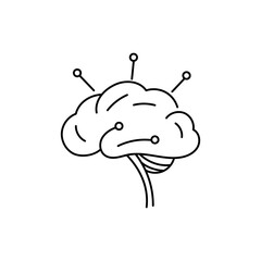 Stylized vector brain with neural pins, thin linear design, perfect for AI, innovation, and futuristic technology concepts.