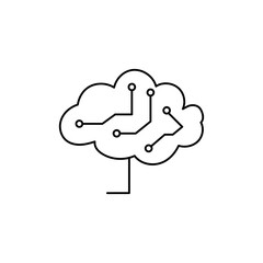 Vector brain with electronic circuit pattern, clean linear style for AI, digital mind, and machine learning themes.