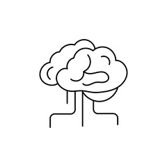 Minimalistic vector brain icon with neural connections, linear design, perfect for AI, neuroscience, and technology concepts.