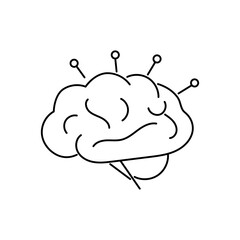 Minimal vector brain with multiple neural points, modern line art for AI and futuristic technology visuals.