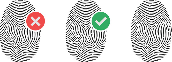 Fingerprint identification security access authentication biometric technology verification system scan data 100 silhouette