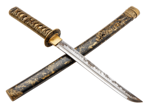 The blade of the Tanto, a Japanese traditional sword, is a symbol of strength, with a detailed scabbard exuding history and prestige.
