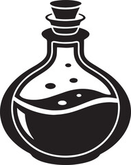  Potion Bottle Silhouette Icon – Magic Elixir, Alchemy Symbol