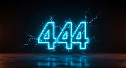Neon Lightning 444 Error Code with Electric Sparks in Dark Background