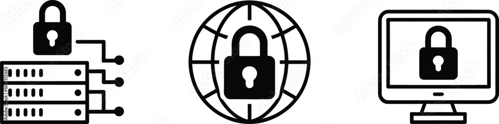 Fototapete security network data server computer internet protection lock system privacy global firewall access