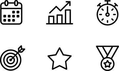 Fototapeta premium Business and Achievement Concept Icons Set on Transparent Background in Outline Style