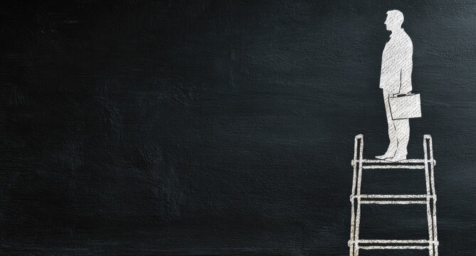 Chalk drawing of a person on a ladder (5) - Powered by Adobe