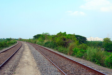 Naklejka premium Railways in Bangladesh. The road for a train in Bangladesh