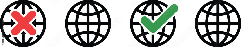 Aufkleber globe internet network web website global connection communication world wide web online cross check