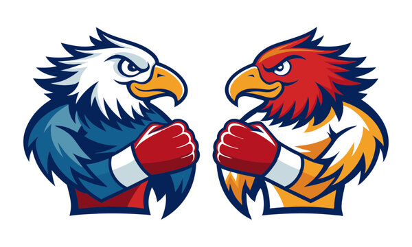 Download Two Eagles Boxing Style Vector Art Illustration   Eps File For Design.