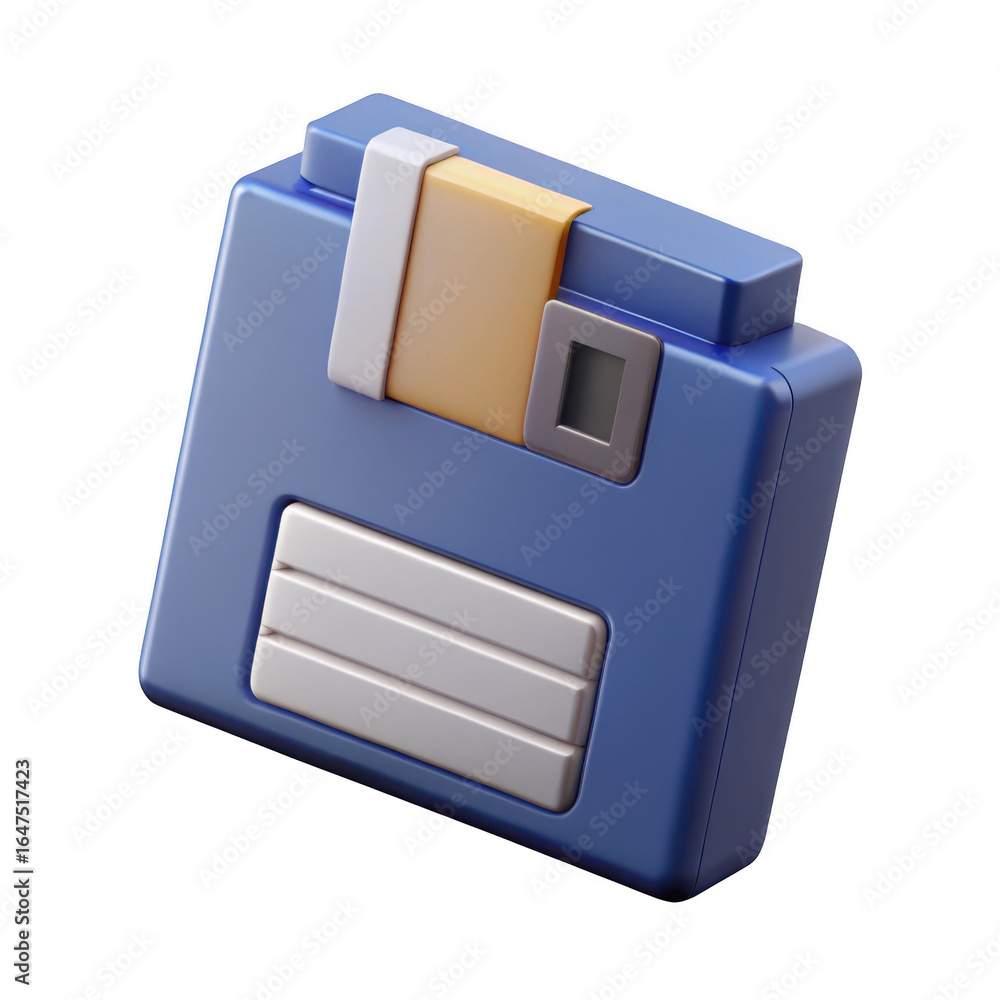 Poster 3d retro floppy disk drive isolated on transparent background