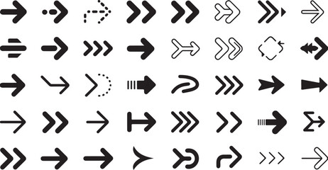 Arrow Icons in Various Styles in Black and White
