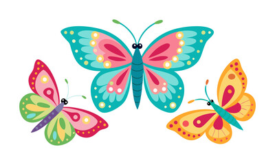 Download Butterflies Sticker Sheet, Vector Art Illustration  White Background Eps File For Design.