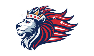 Obraz premium Download A Regal Lion With A Flowing Mane Designed To Resemble The American Flag Eps File For Design.