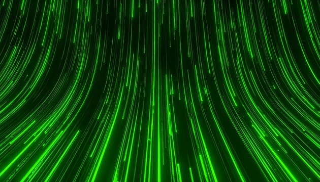 Abstract digital green light trails background with technology concept design