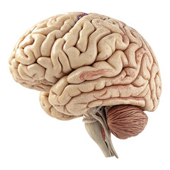 3d human brain anatomy model isolated on transparent background