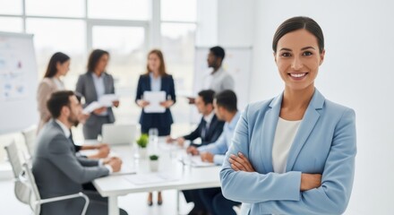 Successful Businesswoman Leading Diverse Team Meeting for Company Growth
