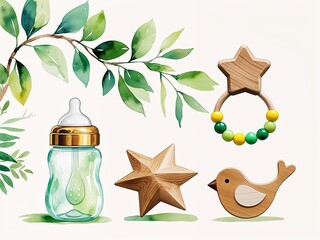 Watercolor Baby Essentials in Scandinavian Style