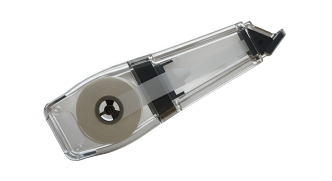 Clear tape dispenser on black creates product mockup.