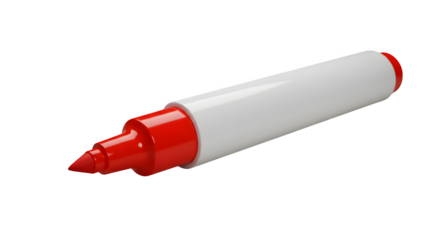 Red and white marker with studio lighting shows smooth, clean texture. Useful for educational projects, graphic design, and presentations.