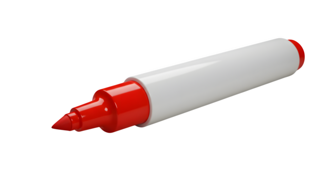 Red and white marker with studio lighting shows smooth, clean texture. Useful for educational projects, graphic design, and presentations.
