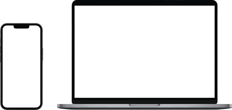 Laptop mockup smartphone mockup blank screen device gadget technology digital display portable modern design 100 silhouette