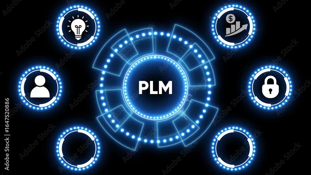 Aufkleber abstract blue glowing hud element with animated circle and radial elements