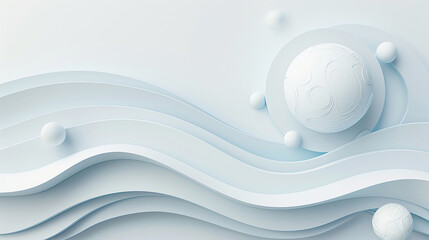 Futuristic 3D Abstract Background with Soft Waves and Spheres