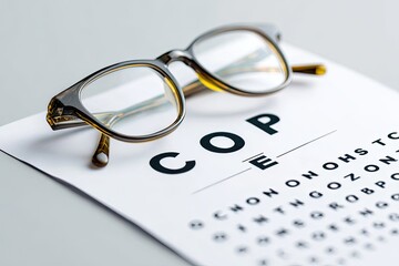 Eyeglasses on eye chart