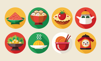 Download A Set Of Icons Associated With Various Kinds Of Cuisine . This Icon Concept Isolated Premium Vector. Flat Cartoon Style Svg File For Design.
